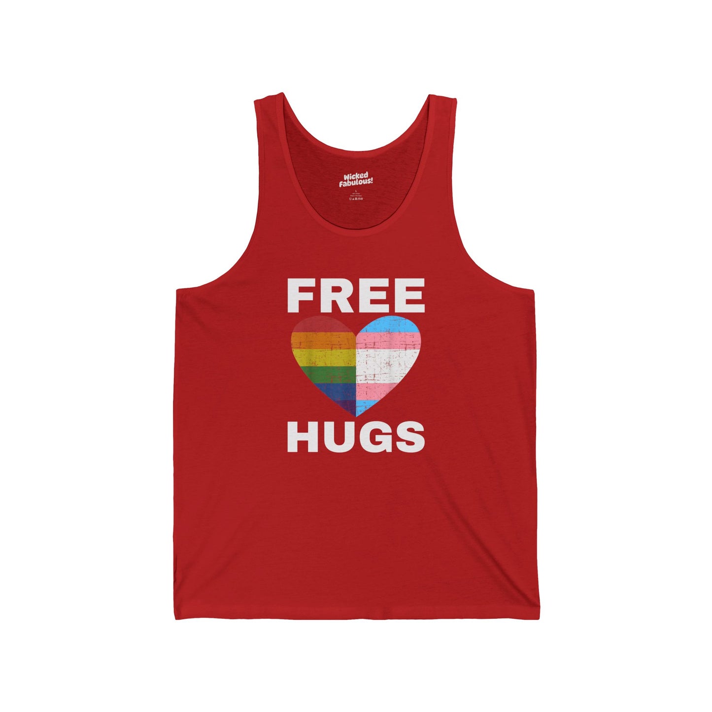 Free Hugs Unisex Jersey Tank - Rainbow Love Tee
