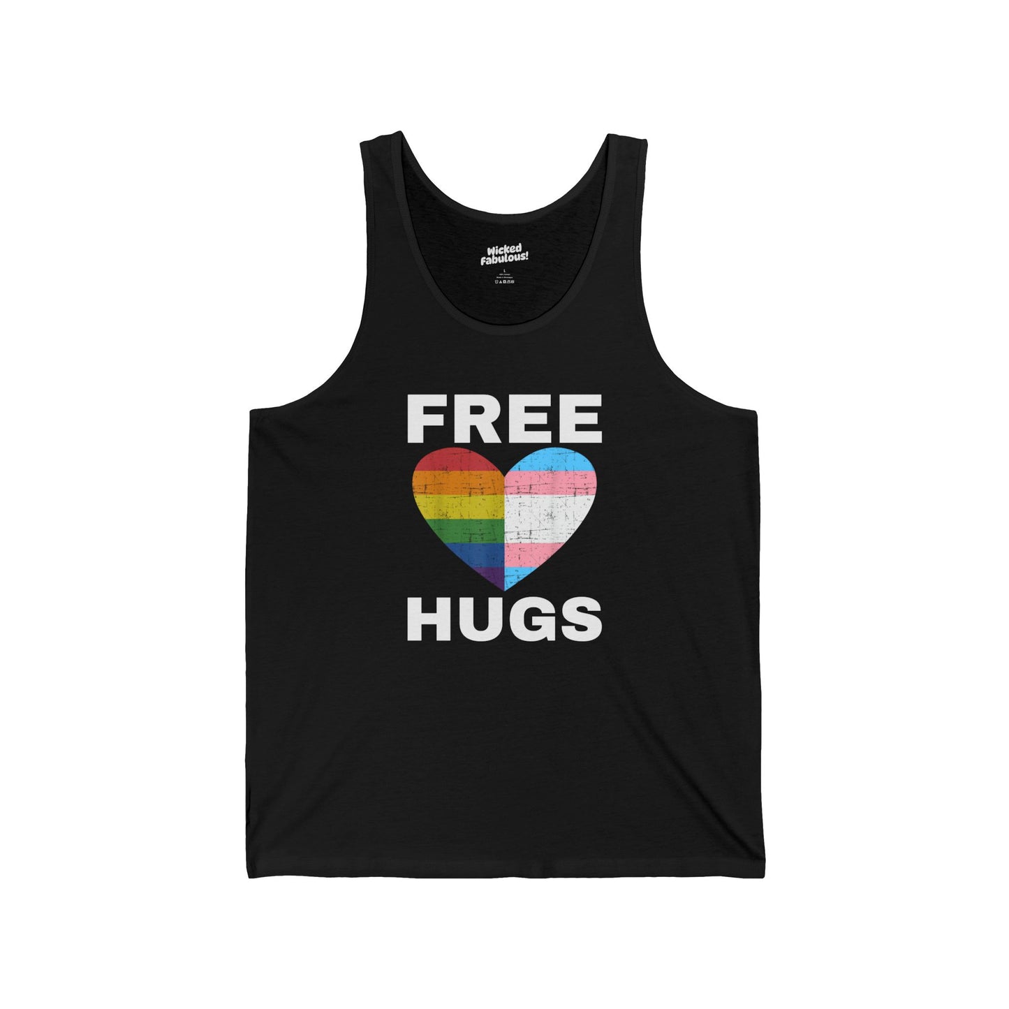Free Hugs Unisex Jersey Tank - Rainbow Love Tee