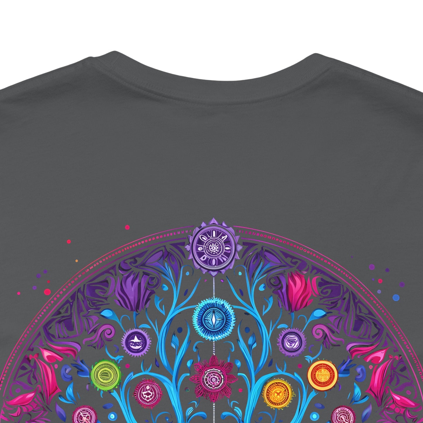 Vibrant Psychedelic Chakra Short Sleeve Tee (Printed on Back)