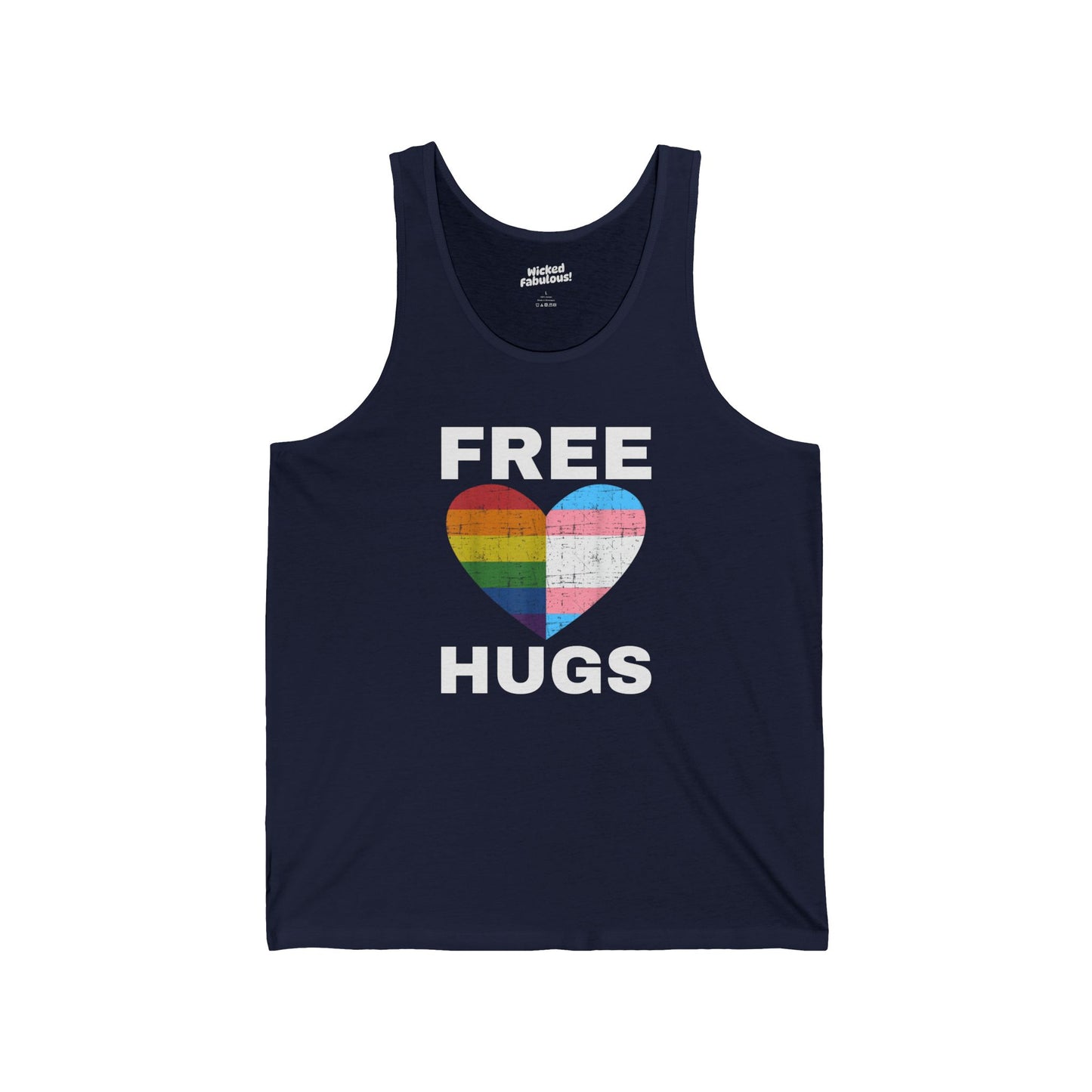 Free Hugs Unisex Jersey Tank - Rainbow Love Tee