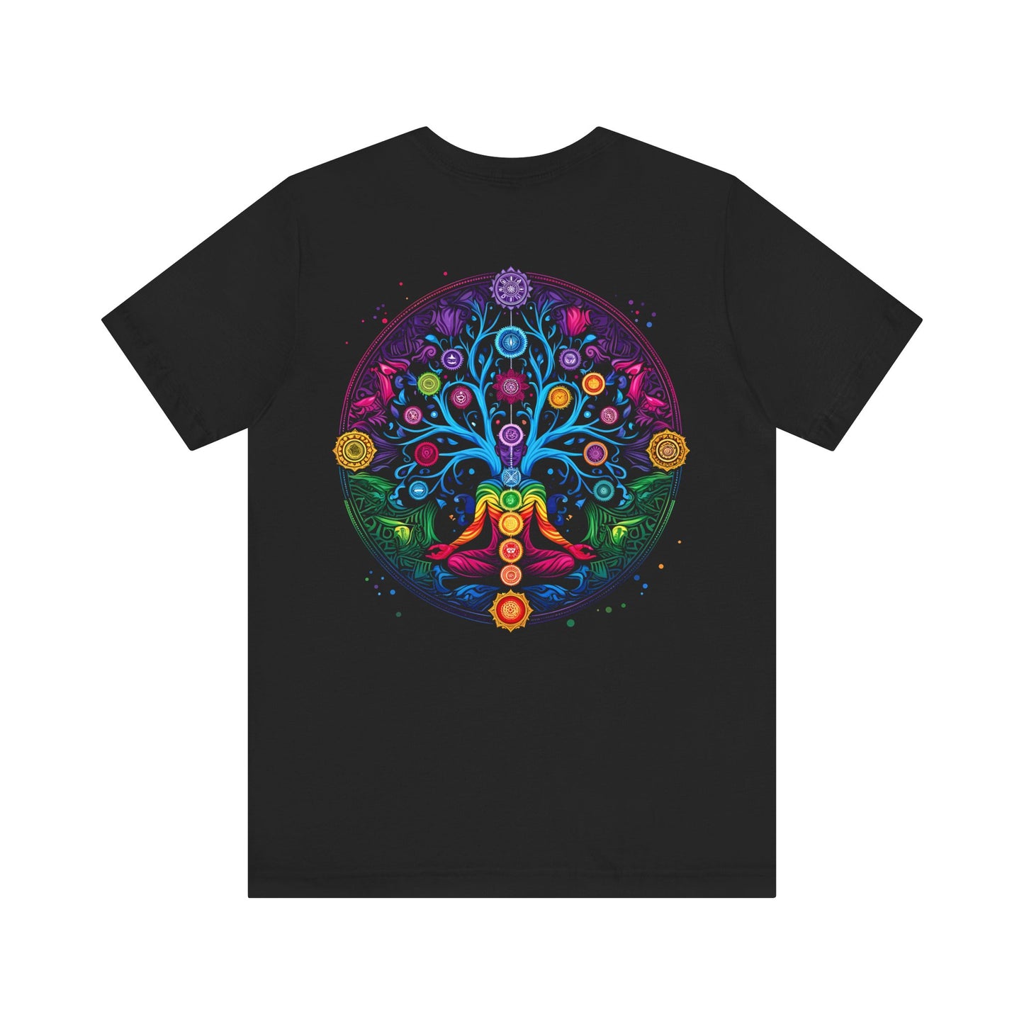 Vibrant Psychedelic Chakra Short Sleeve Tee (Printed on Back)