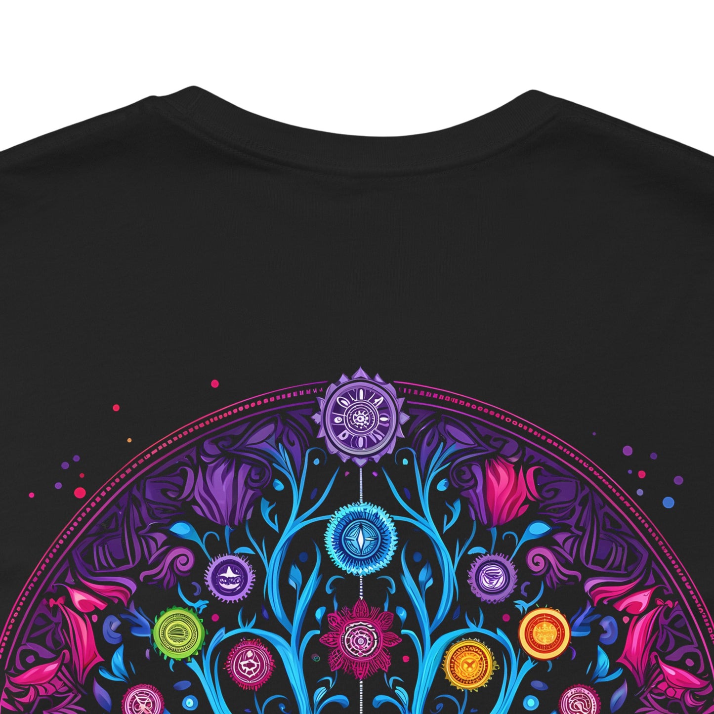 Vibrant Psychedelic Chakra Short Sleeve Tee (Printed on Back)