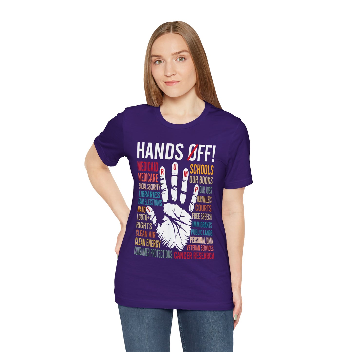 Unisex Jersey Short Sleeve Tee - "Hands Off!" Graphic Tee for Activism and Awareness