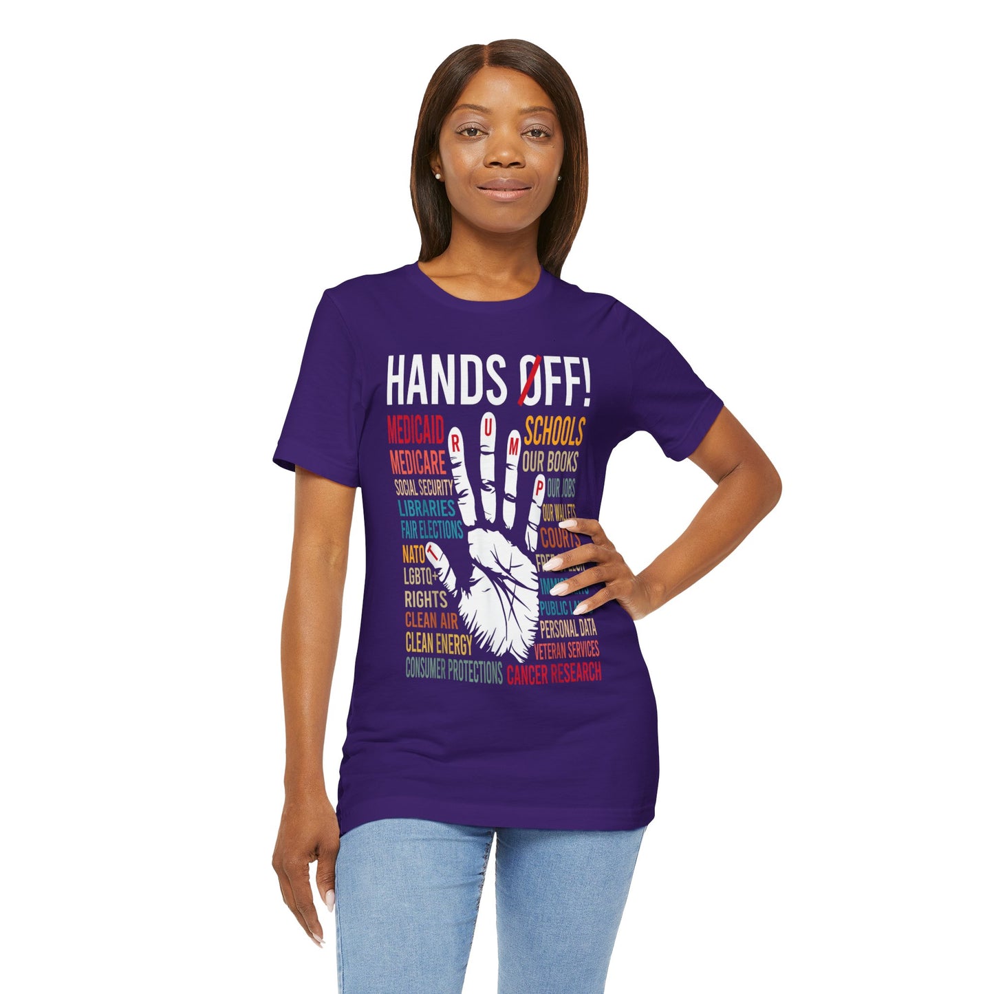 Unisex Jersey Short Sleeve Tee - "Hands Off!" Graphic Tee for Activism and Awareness
