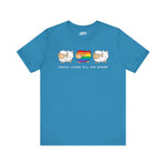 Celebrate love, faith, and pride with our “Jesus Loves All His Sheep” T-Shirt!