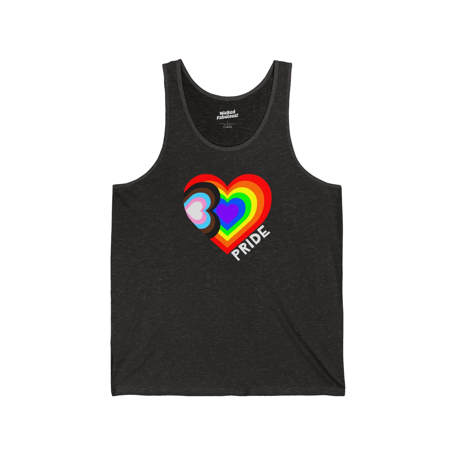 Progress Pride Heart Tank Top – LGBTQ+ Inclusive Love & Equality Muscle Tank (Unisex Fit)