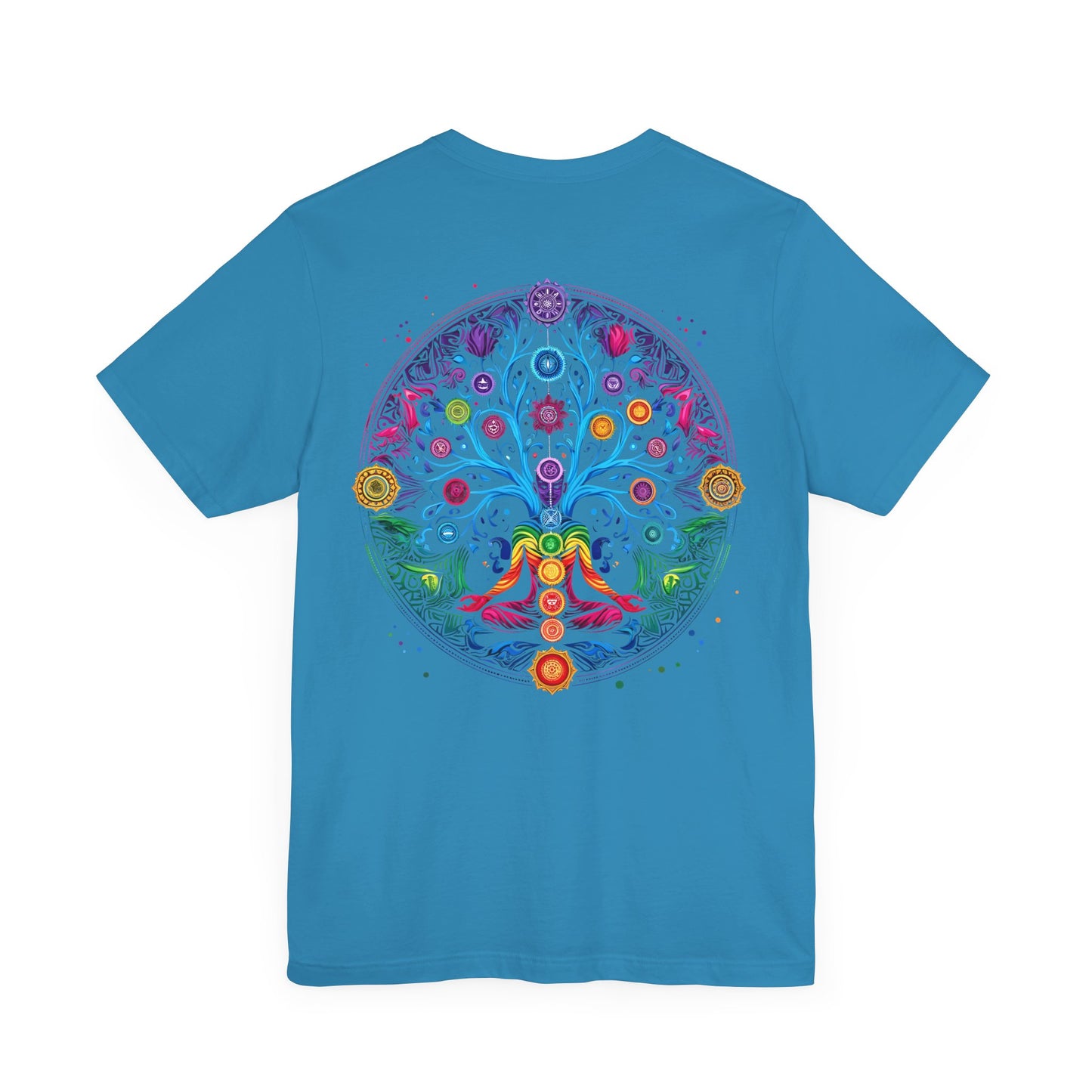 Vibrant Psychedelic Chakra Short Sleeve Tee (Printed on Back)