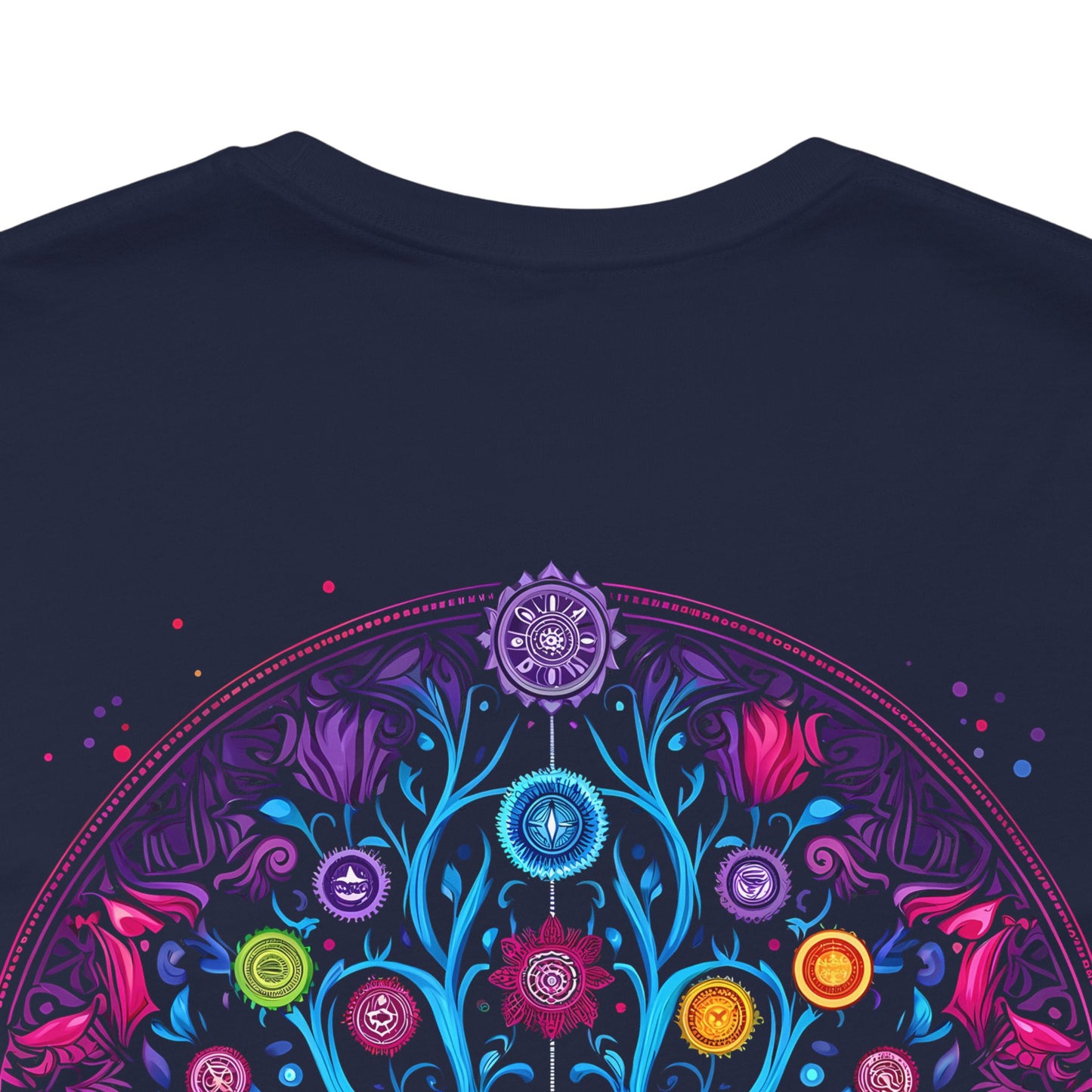 Vibrant Psychedelic Chakra Short Sleeve Tee (Printed on Back)