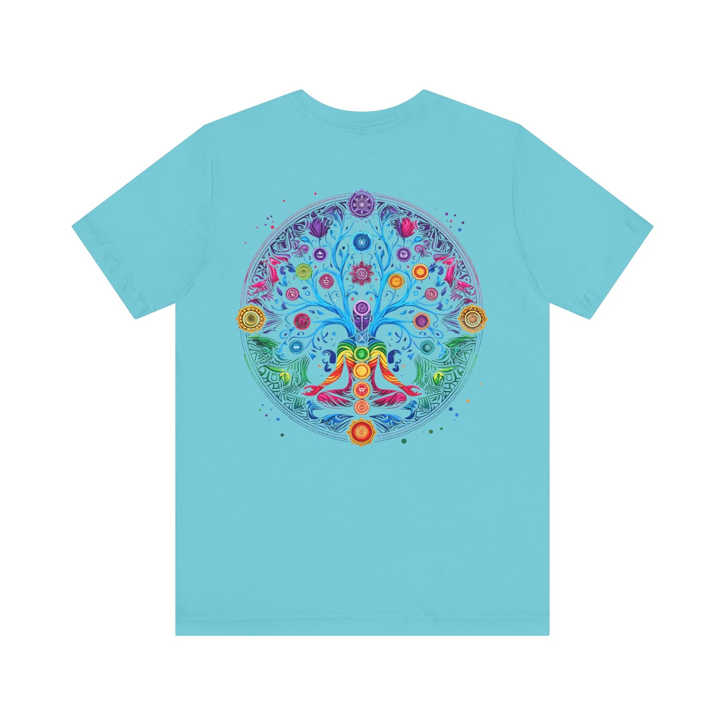 Vibrant Psychedelic Chakra Short Sleeve Tee (Printed on Back)