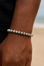 Silver Lava Rock Bracelet – Grounding Energy with Bold Metallic Style (6mm or 8mm) for Medium to Large Wrists