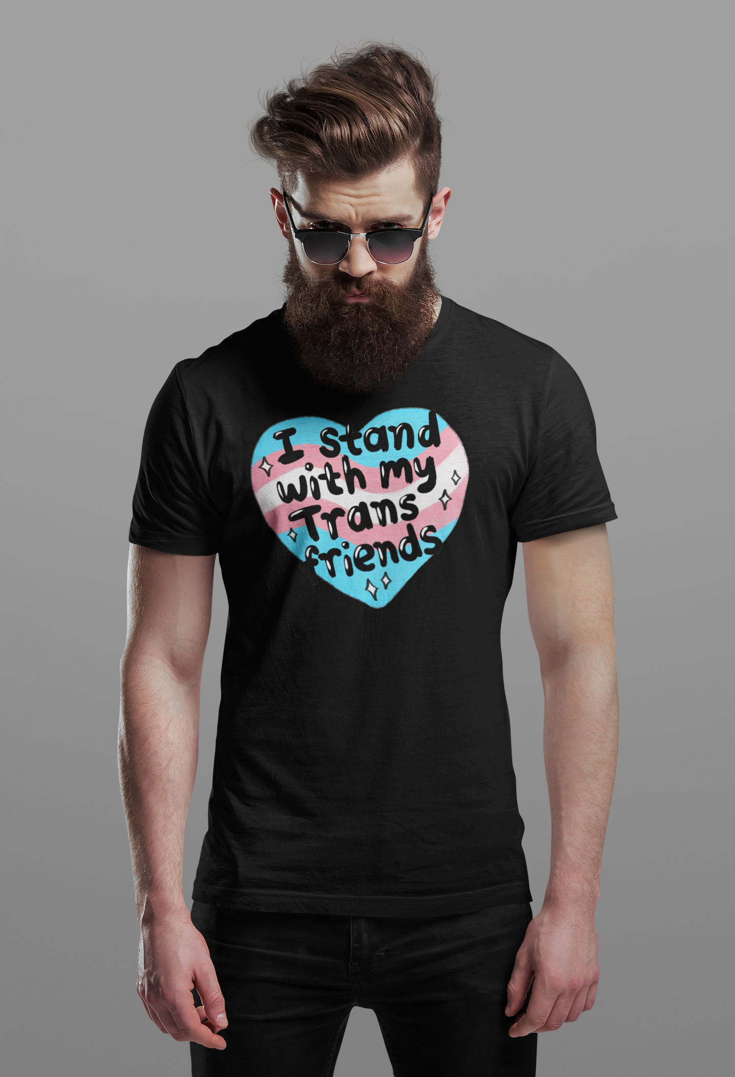 I Stand With My Trans Friends Tee - Unisex Jersey Short Sleeve Shirt