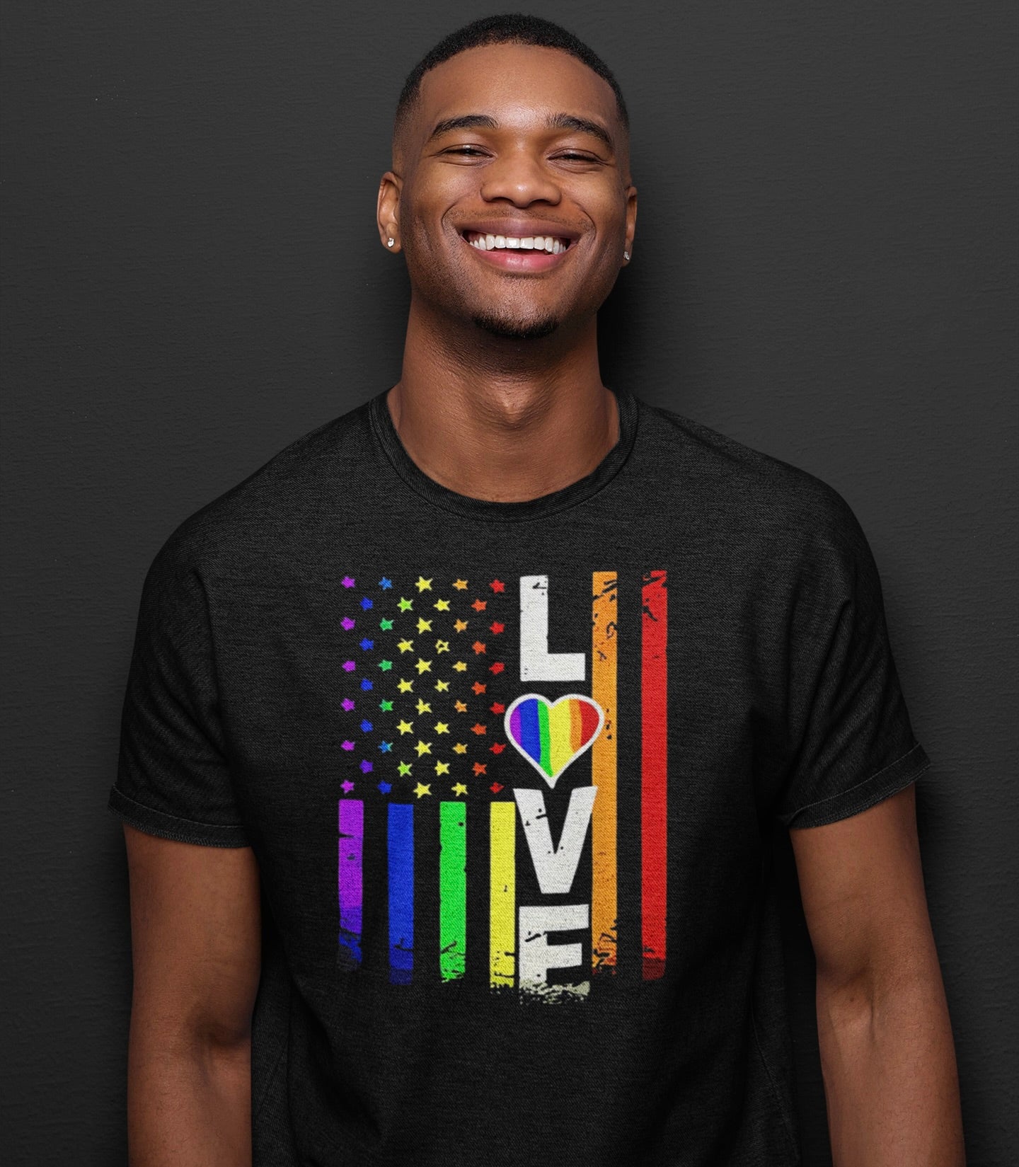 Love Pride Unisex Jersey Short Sleeve Tee - Vibrant Rainbow American Flag Design