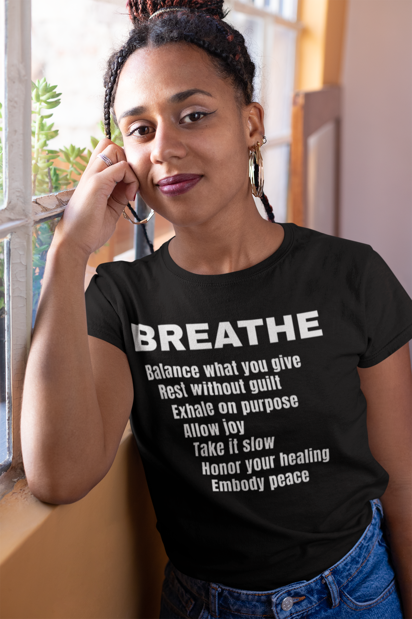 BREATHE Empowerment Tee – Affirmation T-Shirt - Slim Fitting