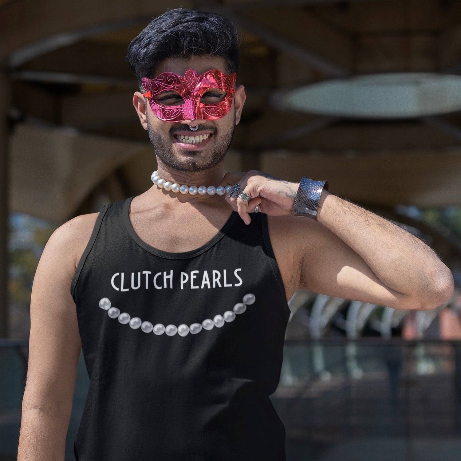 Clutch Pearls Unisex Jersey Tank Top - Stylish Pearl Design for Casual Wear