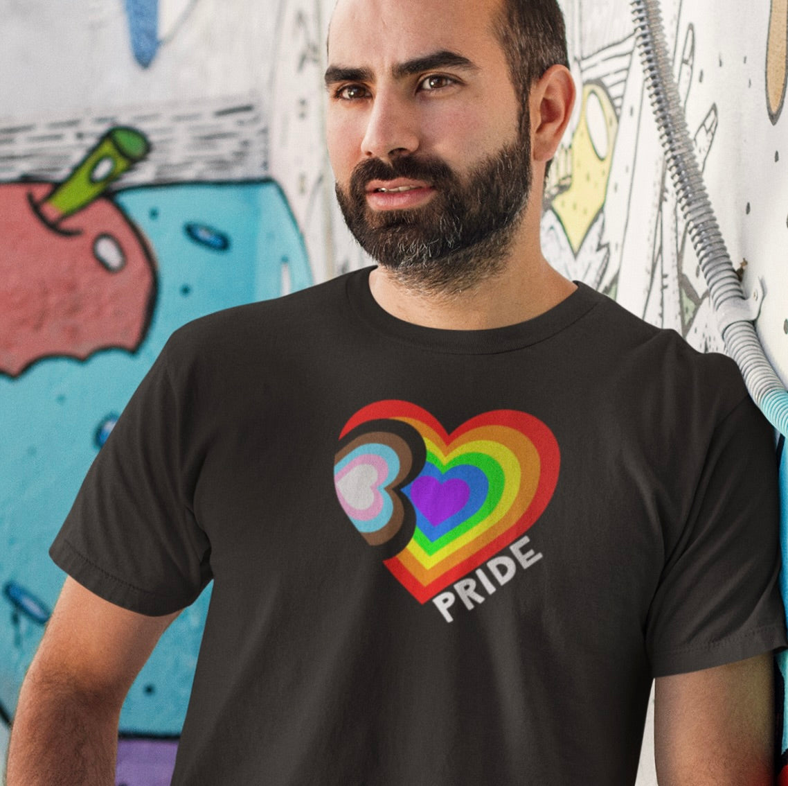 Progress Pride Heart T-Shirt – Inclusive LGBTQ+ Equality Tee (Unisex Fit)