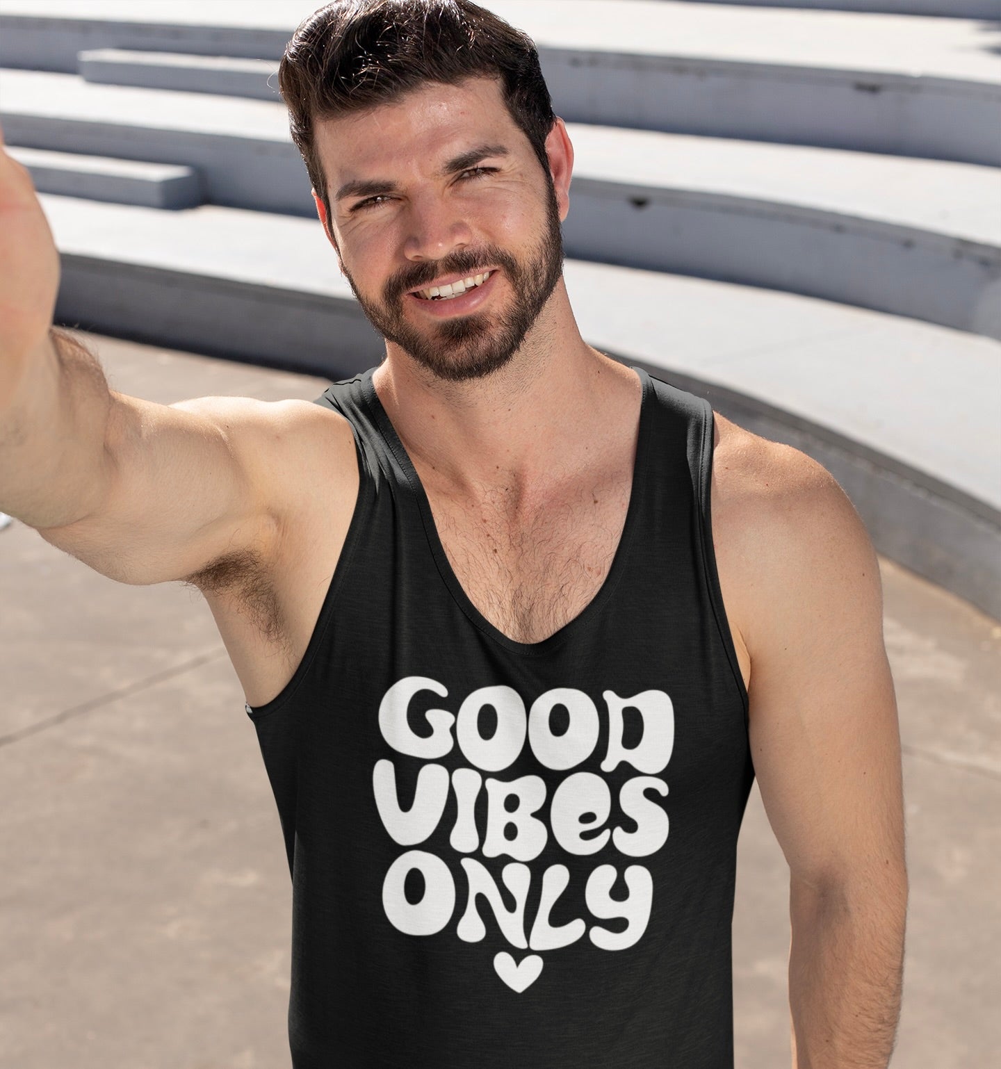 Good Vibes Only Tank Top – Retro-Inspired Positive Energy Muscle Tank (Unisex Fit)