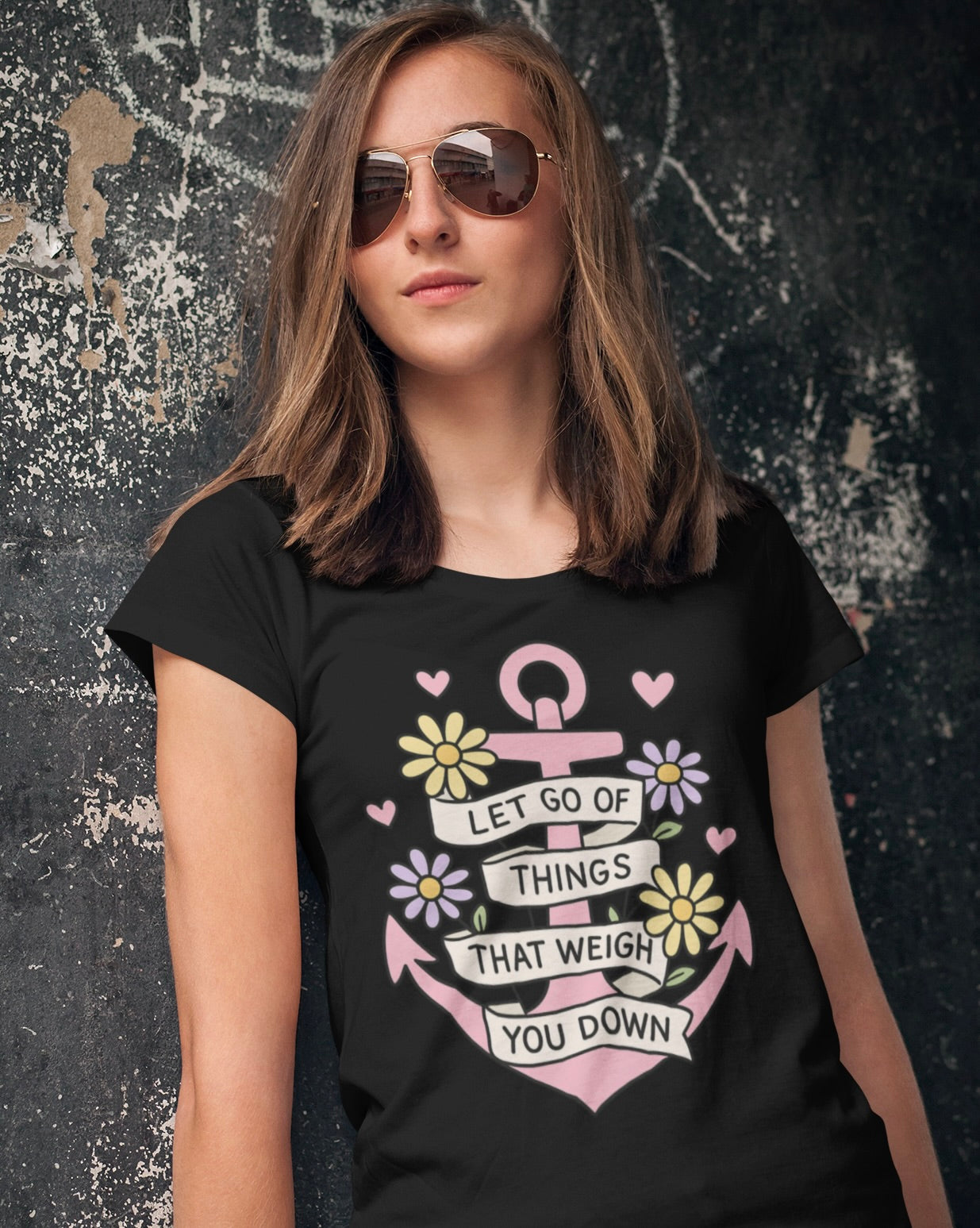 Let Go of Things That Weigh You Down T-Shirt – Mental Health Anchor Design