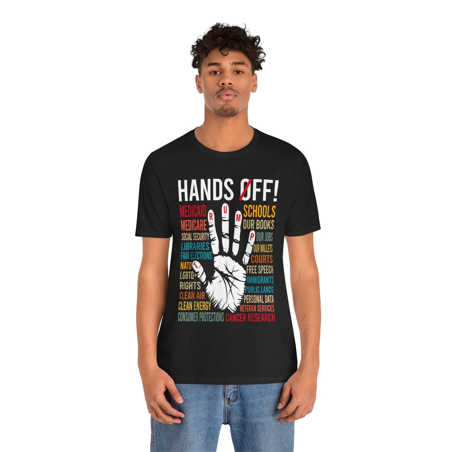 Unisex Jersey Short Sleeve Tee - "Hands Off!" Graphic Tee for Activism and Awareness