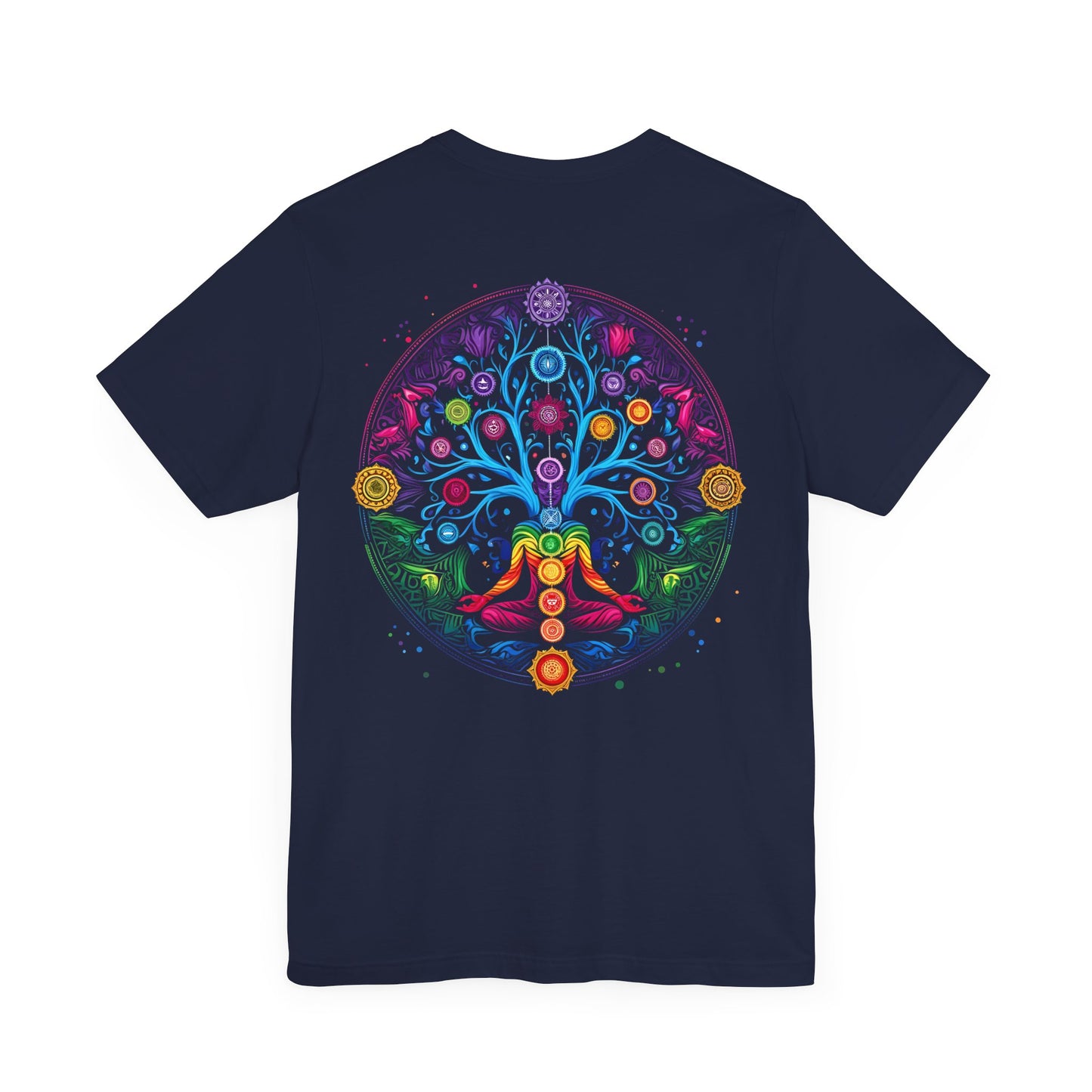 Vibrant Psychedelic Chakra Short Sleeve Tee (Printed on Back)