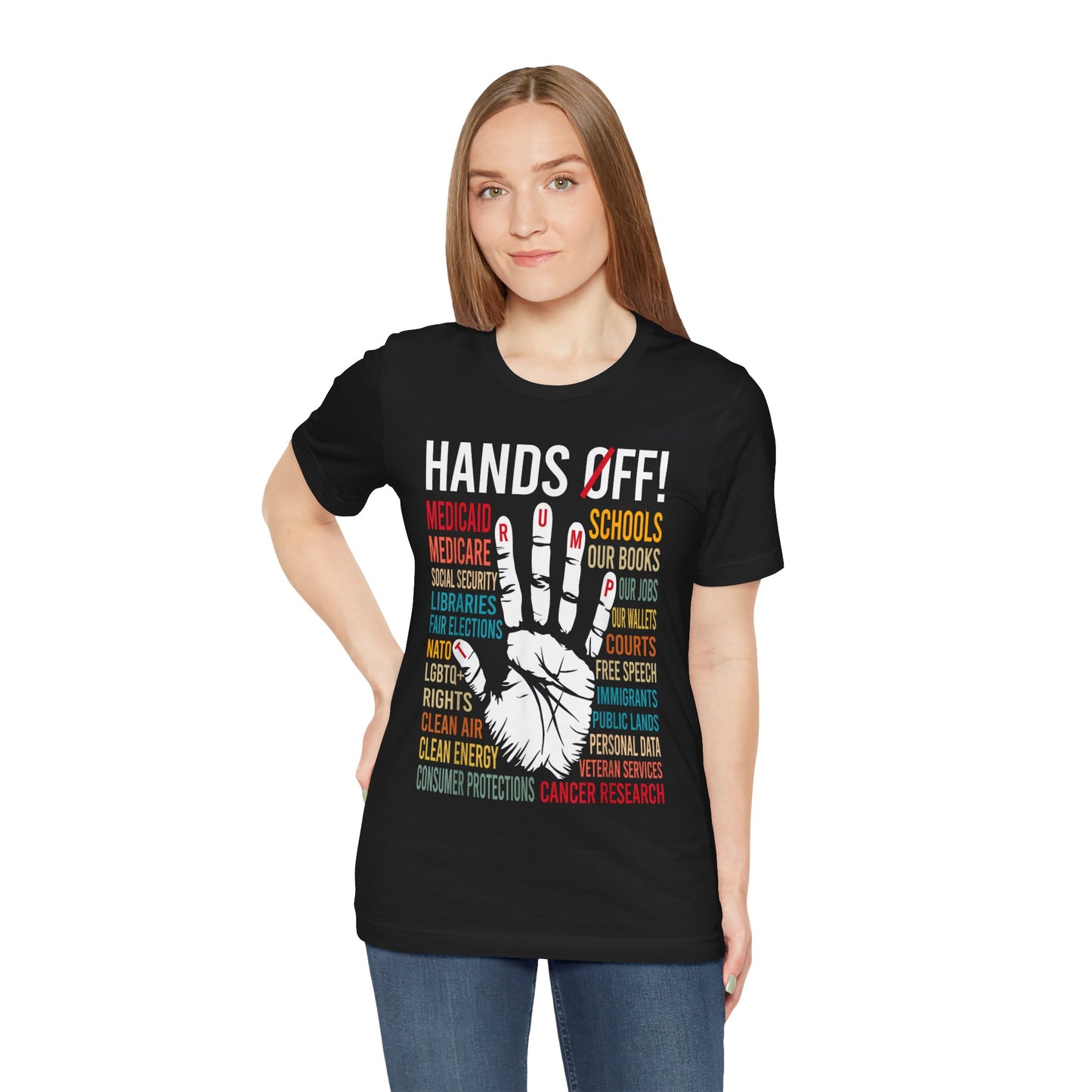 Unisex Jersey Short Sleeve Tee - "Hands Off!" Graphic Tee for Activism and Awareness
