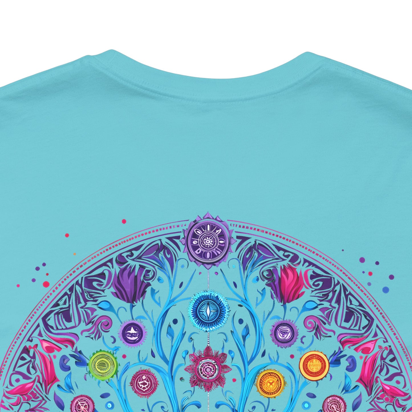 Vibrant Psychedelic Chakra Short Sleeve Tee (Printed on Back)