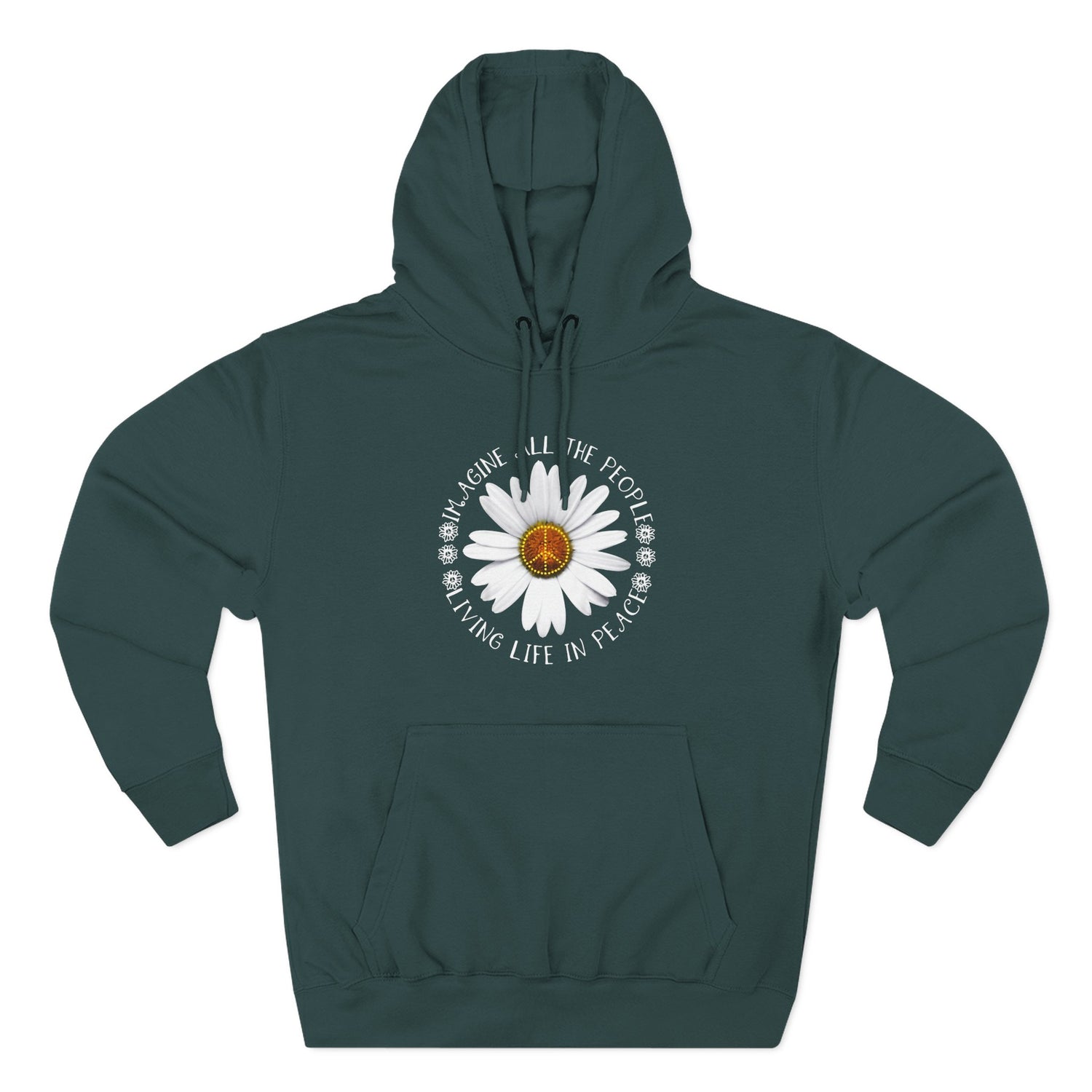 🌼 “Imagine All the People Living Life in Peace” Daisy Hoodie – Unisex Pullover