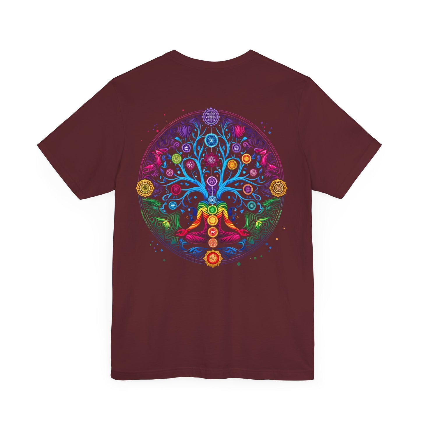 Vibrant Psychedelic Chakra Short Sleeve Tee (Printed on Back)