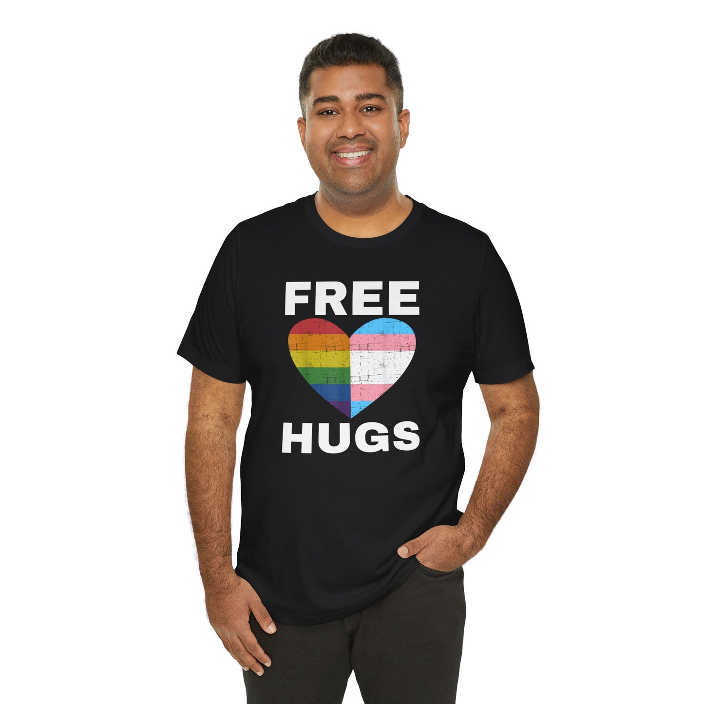 Pride Love Hugs T-Shirt - Unisex Jersey Short Sleeve Tee for LGBTQ+ Support