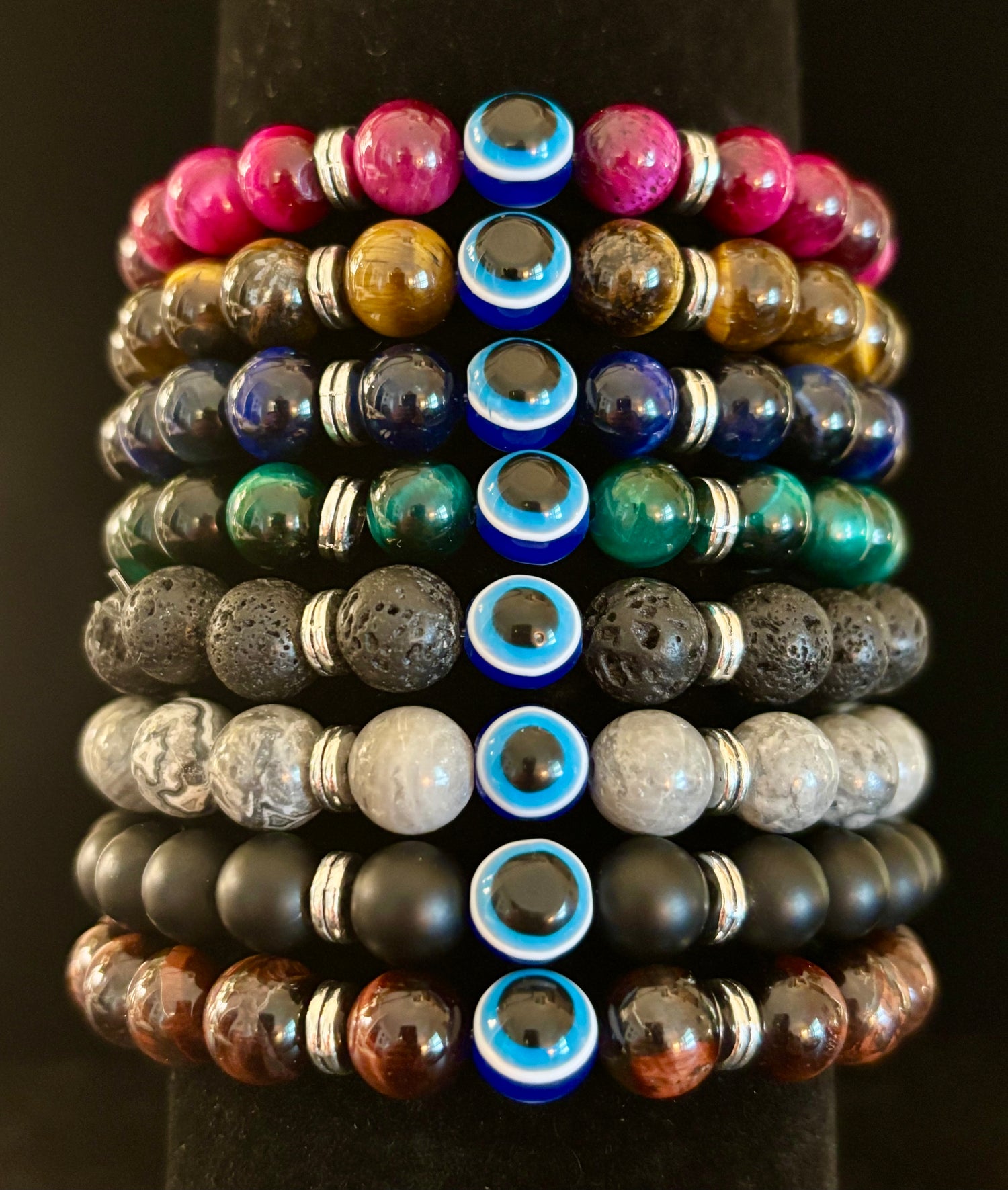 Evil Eye Style Beaded Bracelets – Handmade Natural Stone Protection