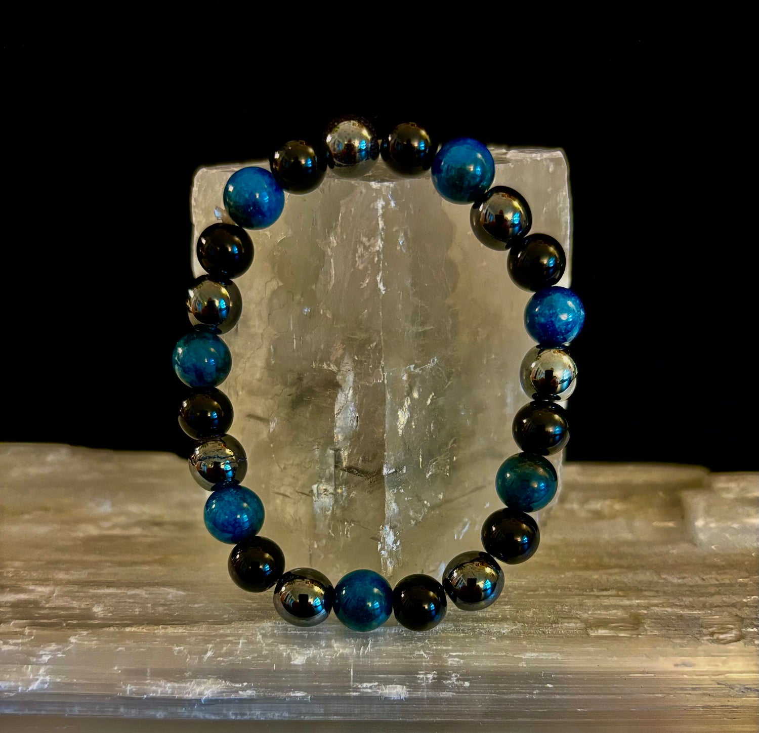 Triple Protection Bracelet - Blue Tiger Eye, Black Obsidian, Hematite