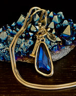 Crystal Drop Pendant Necklace – Blue or Green – Adjustable 75cm (29 inch) Chain