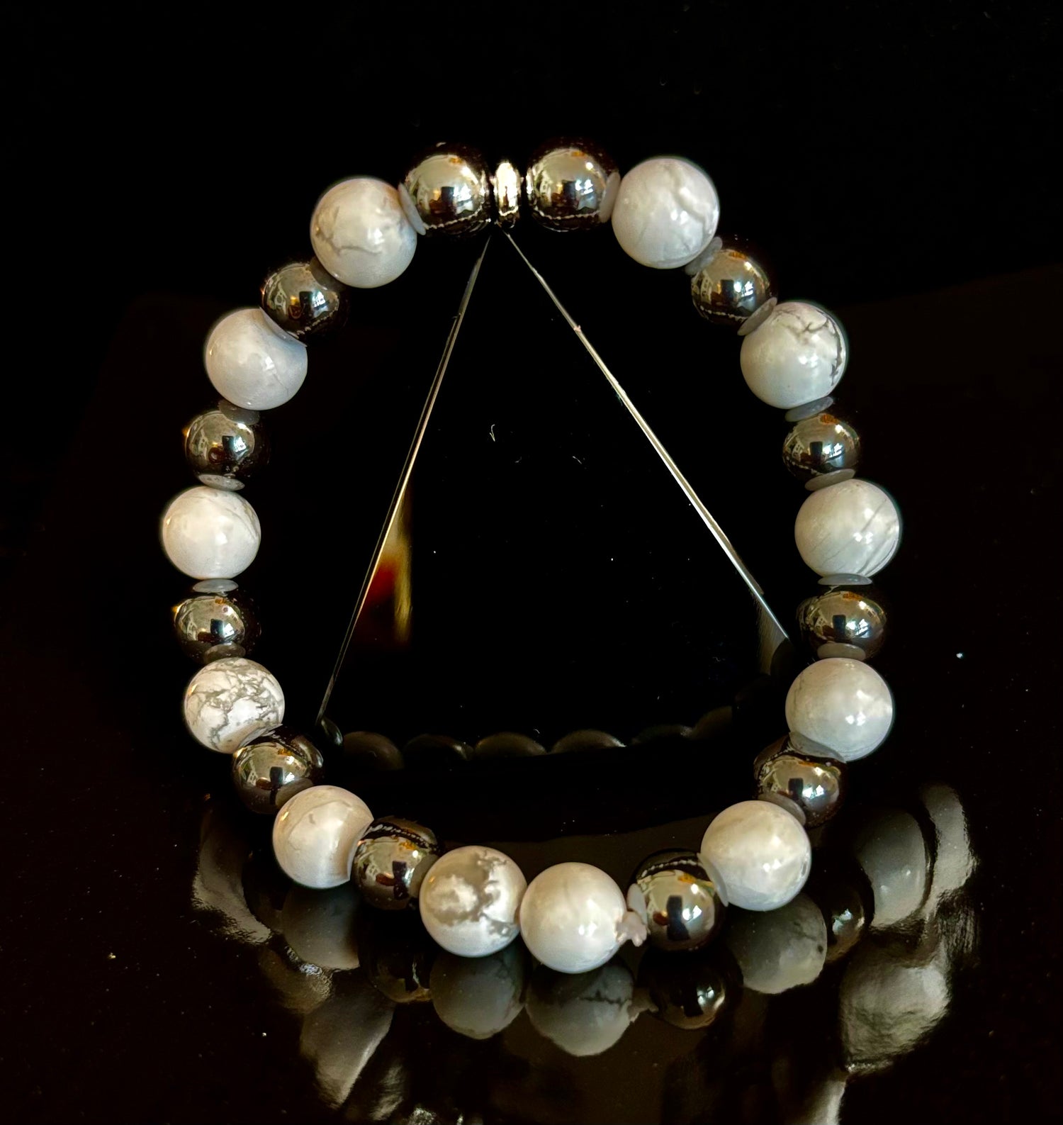 White Howlite & Hematite Energy Protection Bracelet