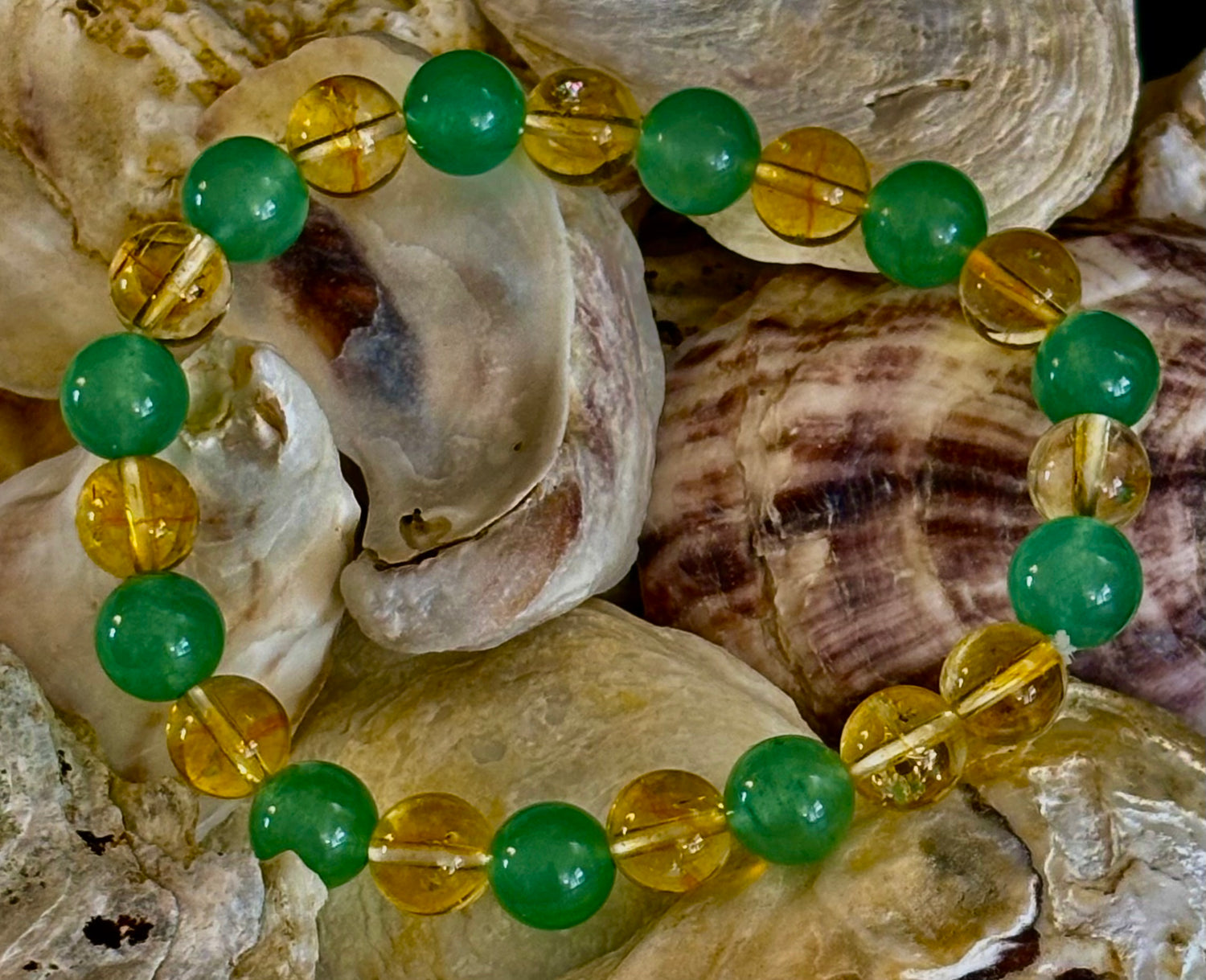 Citrine & Green Aventurine Natural Stone Bracelet