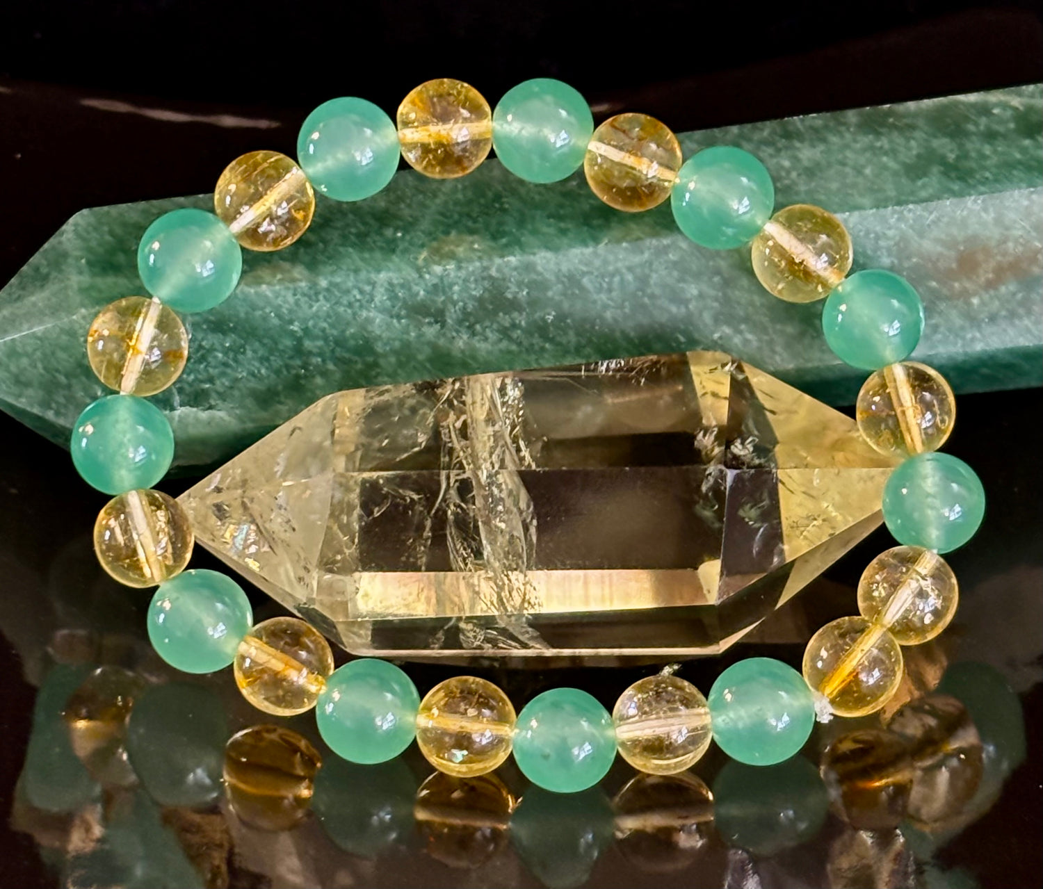 Citrine & Green Aventurine Natural Stone Bracelet
