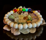Chakra Energy Healing Bracelet – White Crystal Beads – Small to Medium Wrists