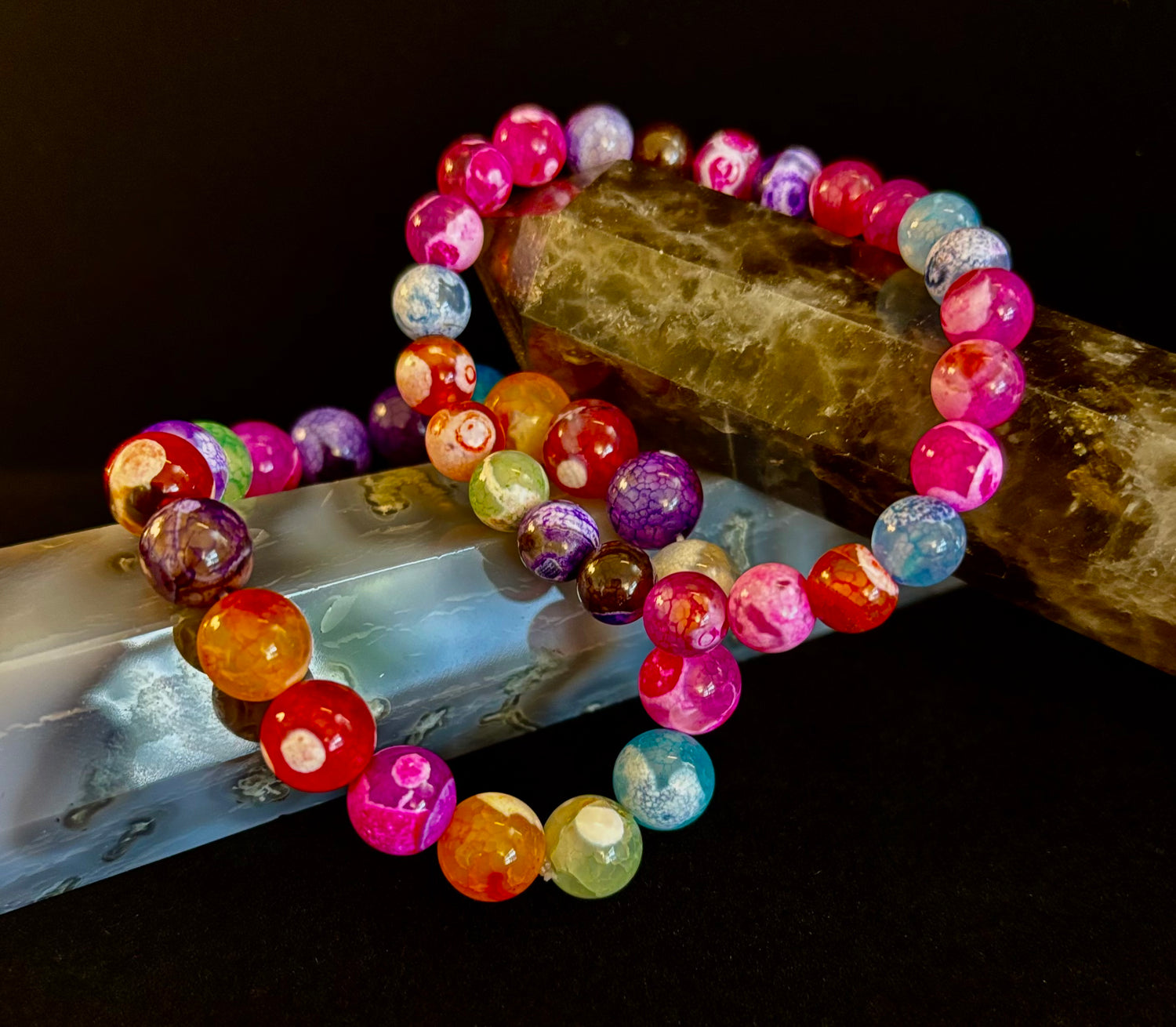 Rainbow Dragon Vein Agate Gemstone Bracelet
