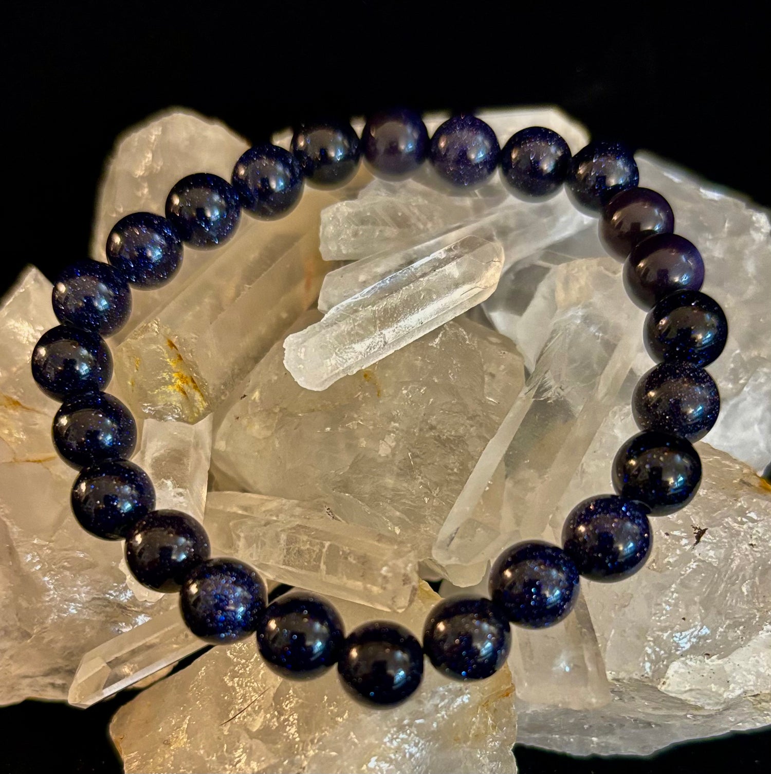 Midnight Magic – Blue Goldstone Bracelet (8mm Beads) | Small to Medium Wrists