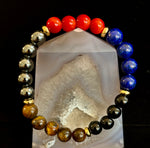 Attract Wealth & Radiate Confidence – Tiger Eye, Lapis & Wood Gemstone Bracelet (Small to Medium Wrists)