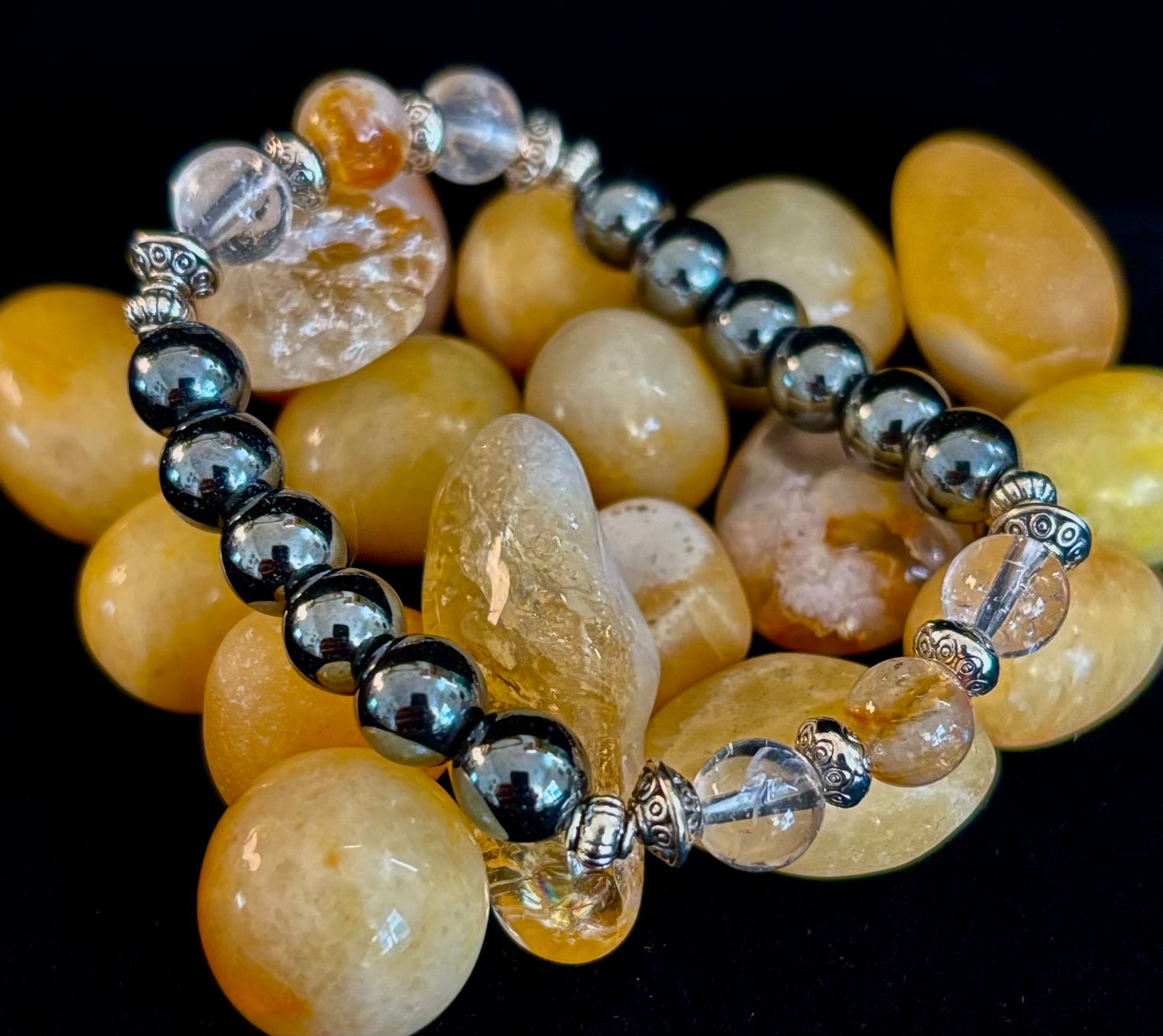 Empath Protection Intention Bracelet – Citrine, Clear Quartz & Hematite