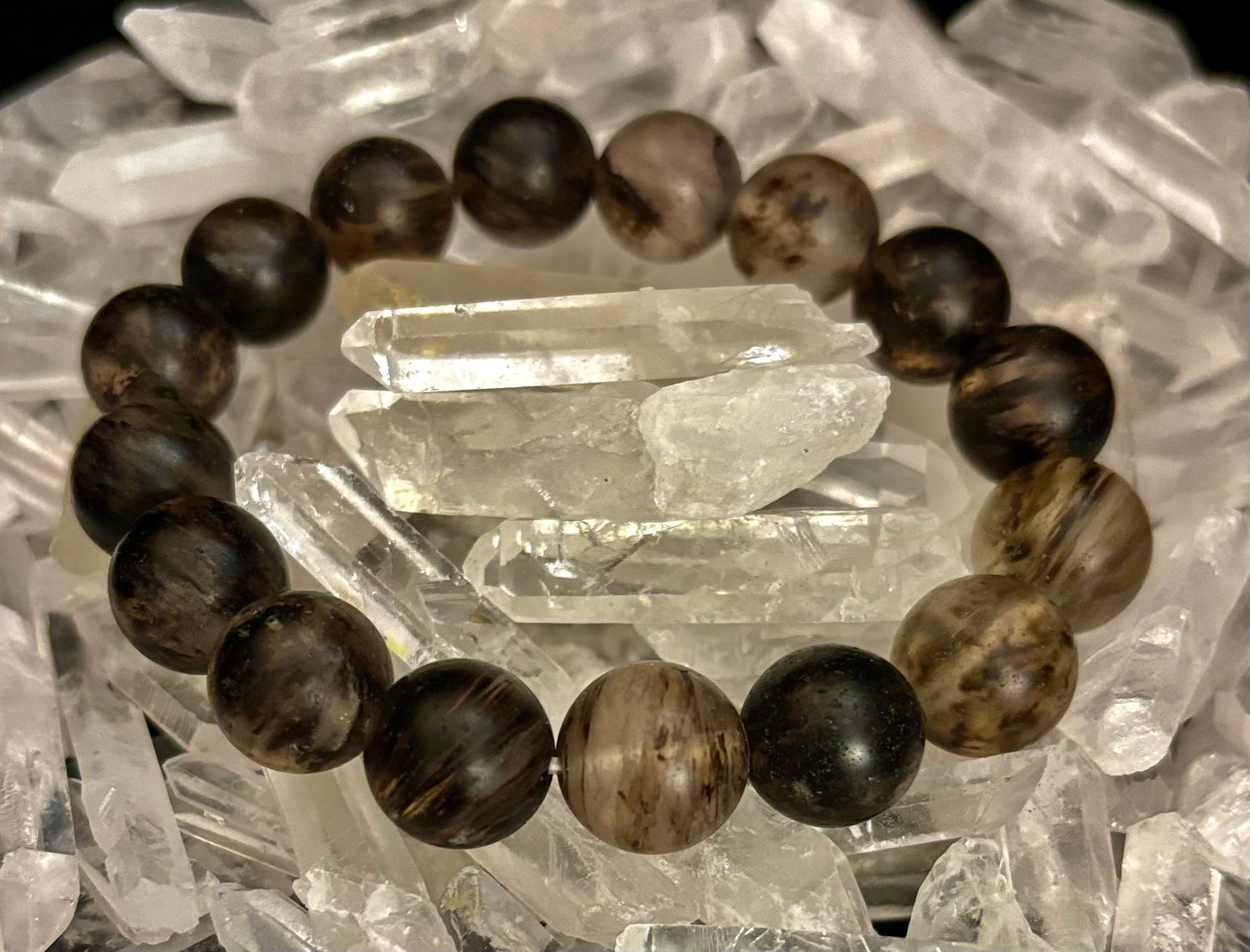 Watermelon Black Matte Stretch Stone Bracelet – 12mm Bold Beads | Grounding Energy & Fierce Style