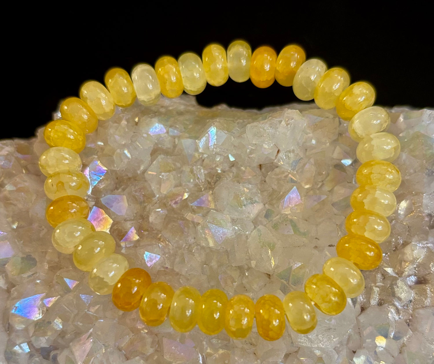 Yellow Agate Rondelle Bracelet – Joy, Confidence & Mental Clarity | Medium Wrists