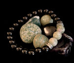 White-Grayish Green Natural Stone Stretchy Unisex Bracelet – Medium Wrists