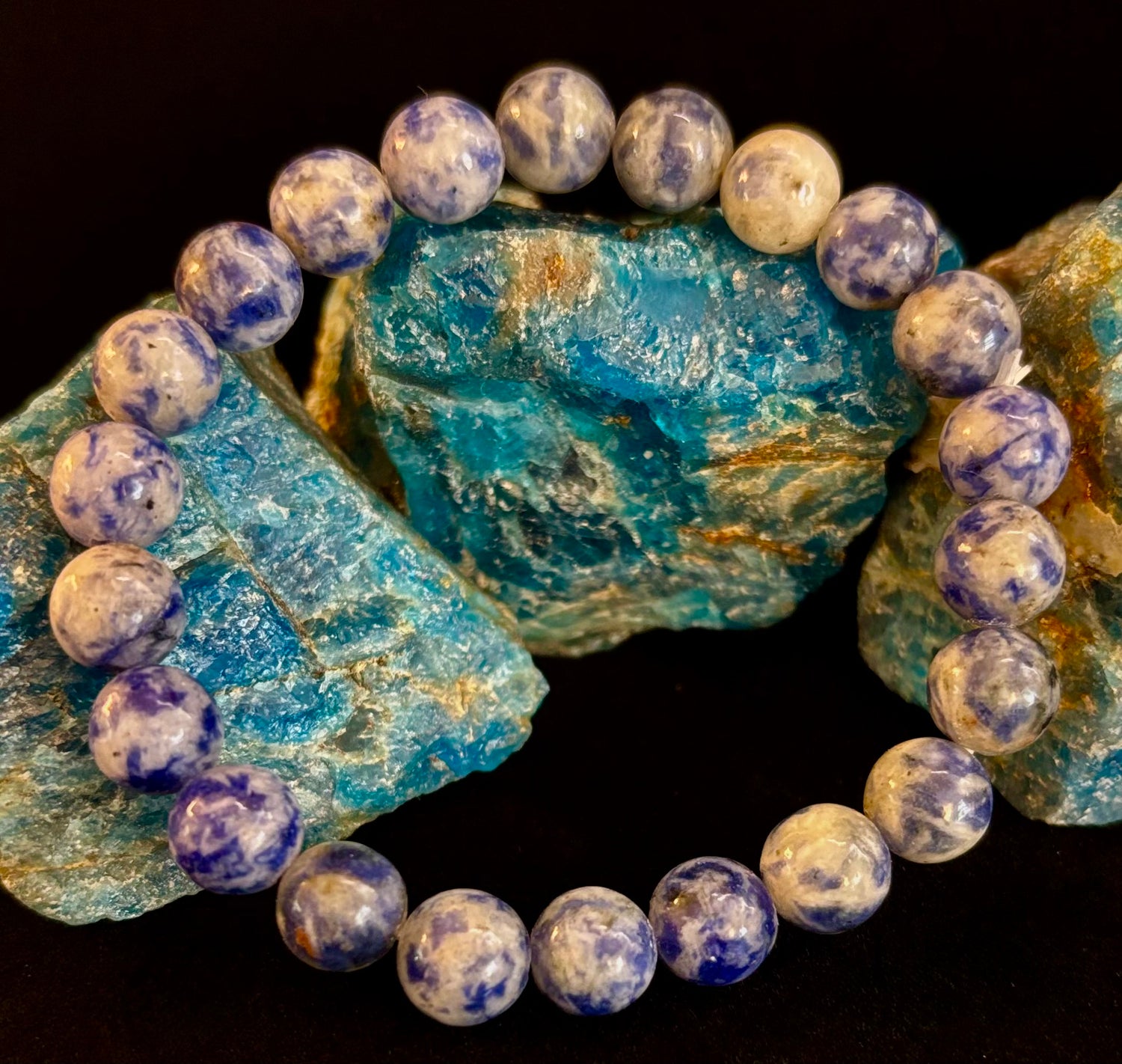 Blue Spot Jasper Beaded Bracelet – Medium Wrists