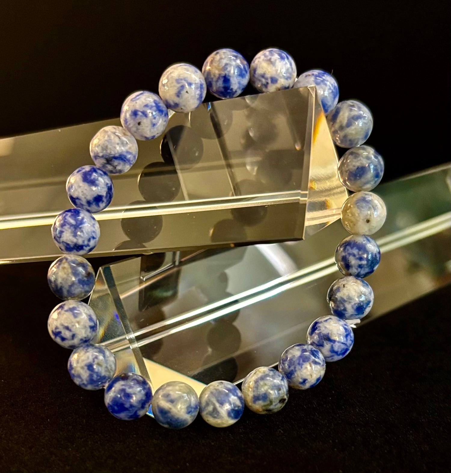 Blue Spot Jasper Beaded Bracelet – Medium Wrists