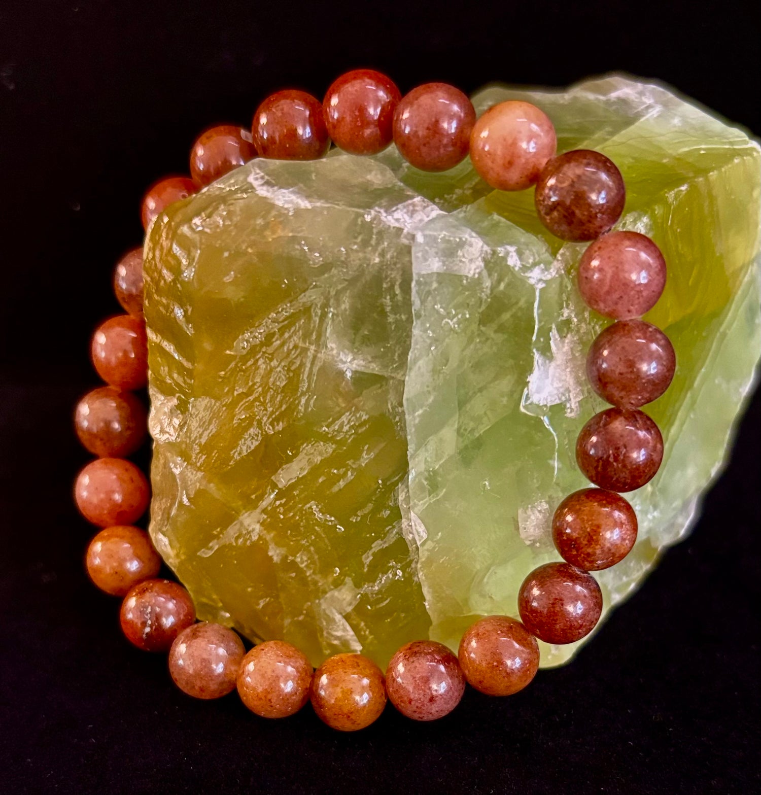 🍓 Dark Strawberry Quartz Bracelet – 8mm Beads, Medium Wrists