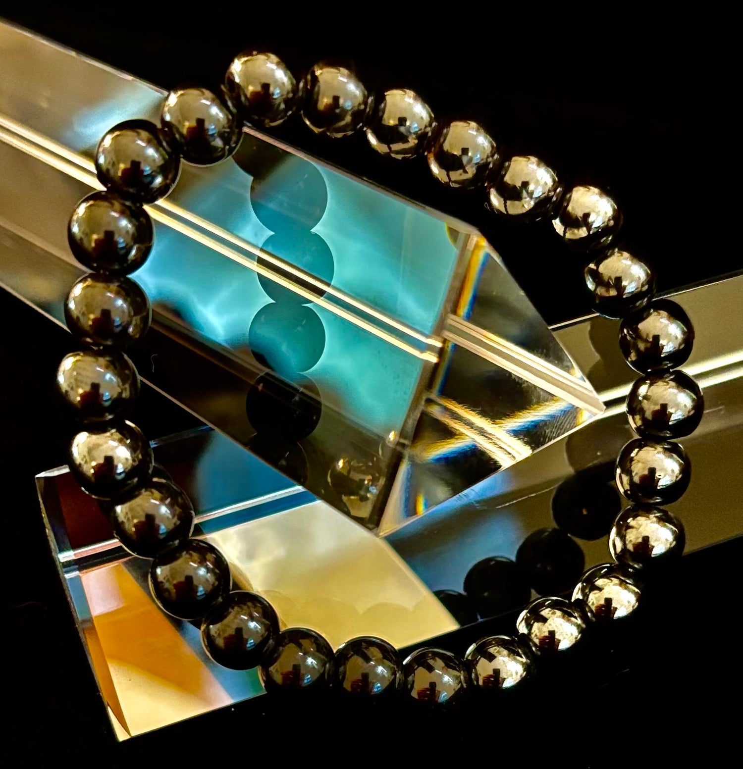 🖤 8mm Magnetic Black Beaded Bracelet – Medium Wrists - Unisex