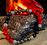 🖤❤️ Natural Stone Beaded Bracelet – 8mm Retro Unisex Design for Large Wrists