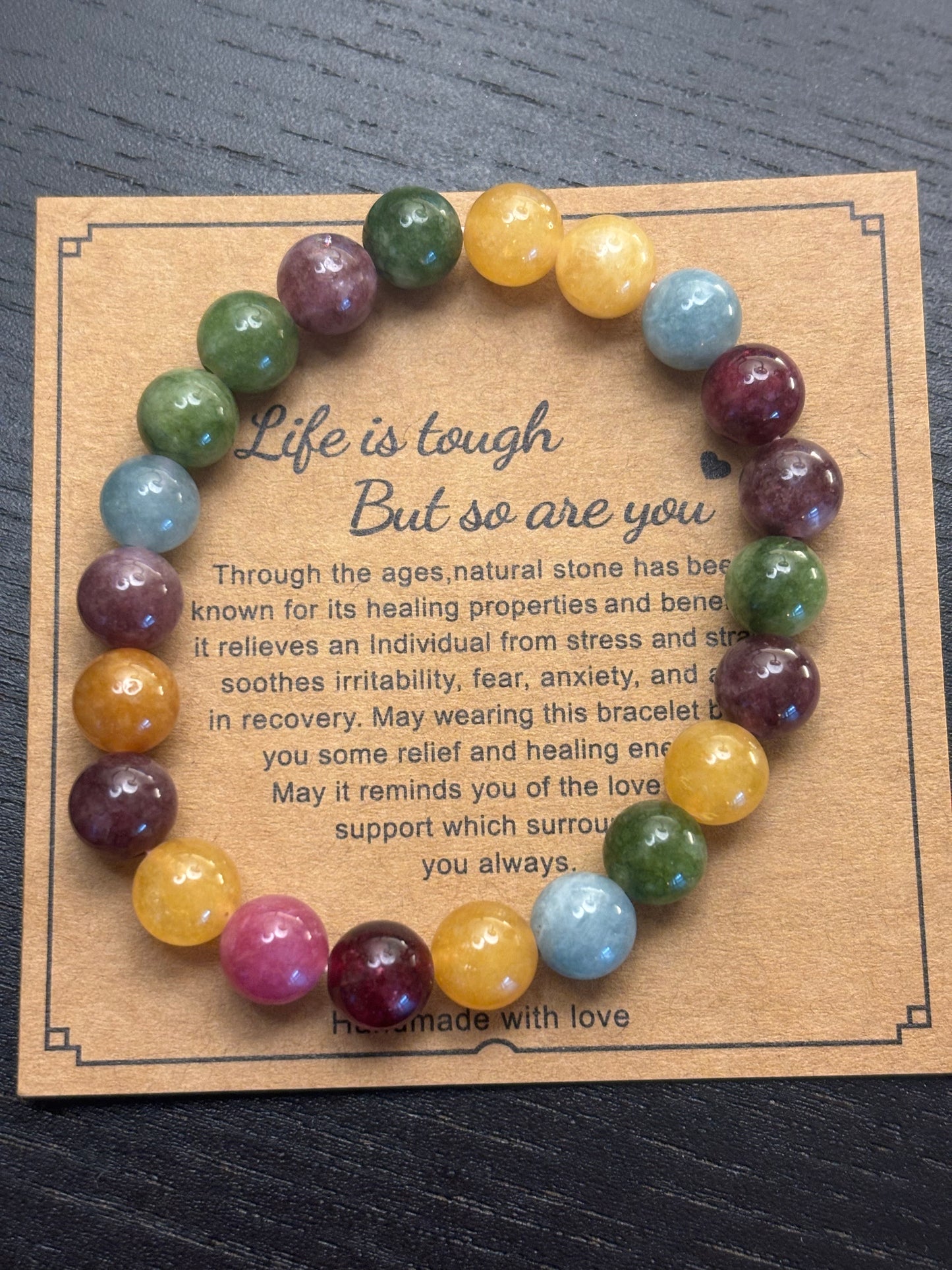 Natural Stone Friendship Bracelet – Gift Bracelet with Message Card