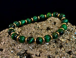 Green Tiger Eye Wealth & Confidence Bracelet – 8mm Beads with Gold Accents (Medium to Large Wrists)