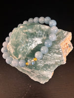 Courage - Aquamarine and White Crystal Beaded Bracelet